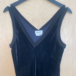 Vintage DKNY navy blue velvet dress